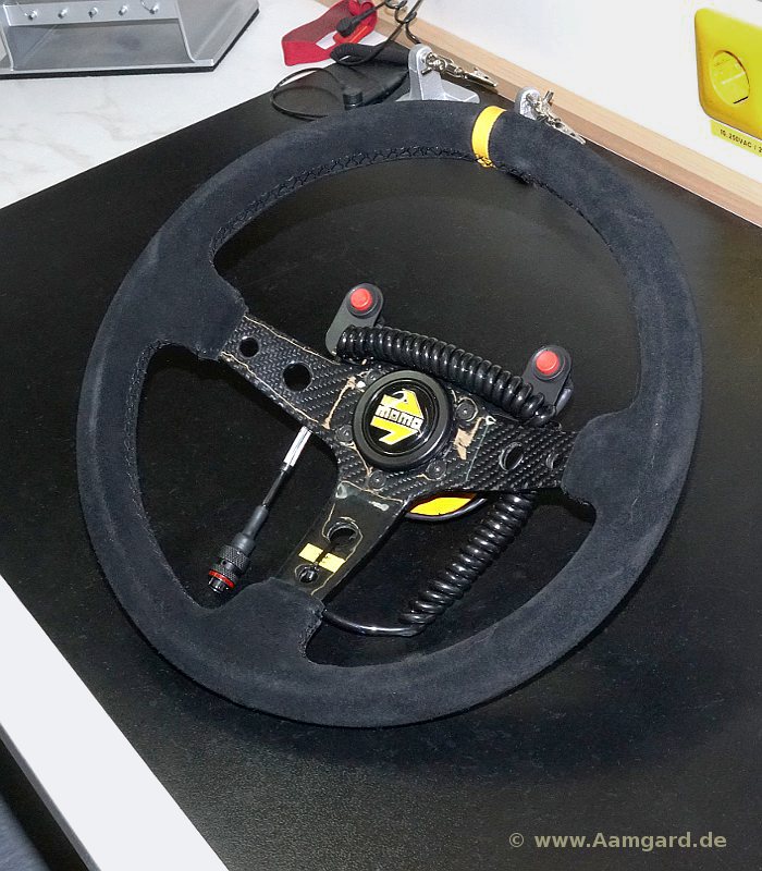 Momo carbon steering wheel with electrics made by Aamgard Engineering