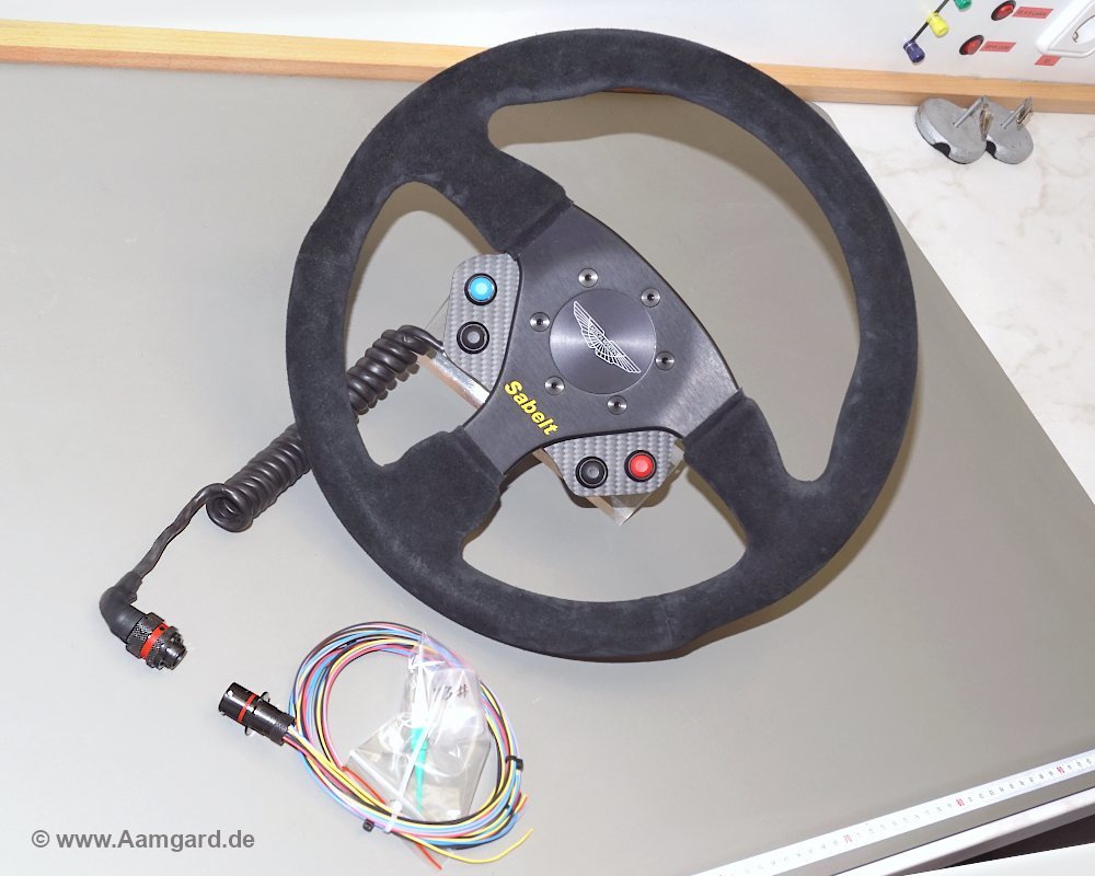 racing steering wheel and mating connector with open wires