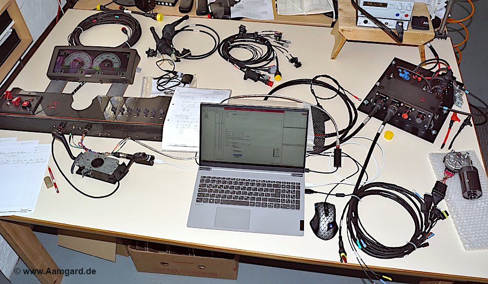 lab table with Motec system setup