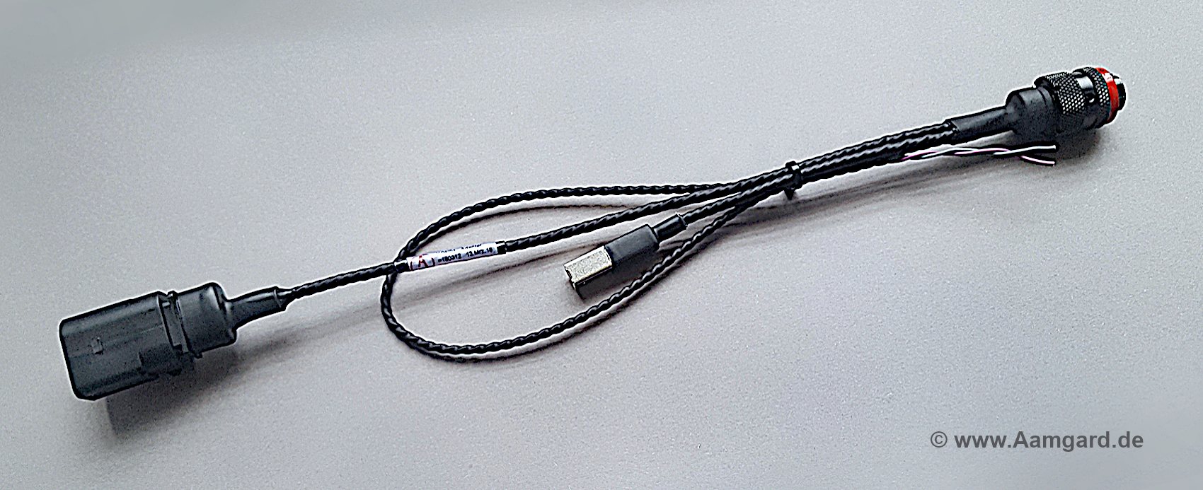 USB data cable with VW connector and Deutsch Autosport plug