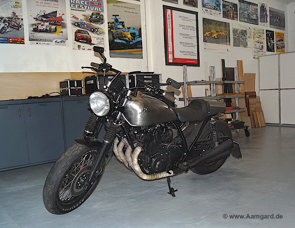 Honda CB750C inside the Aamgard workshop